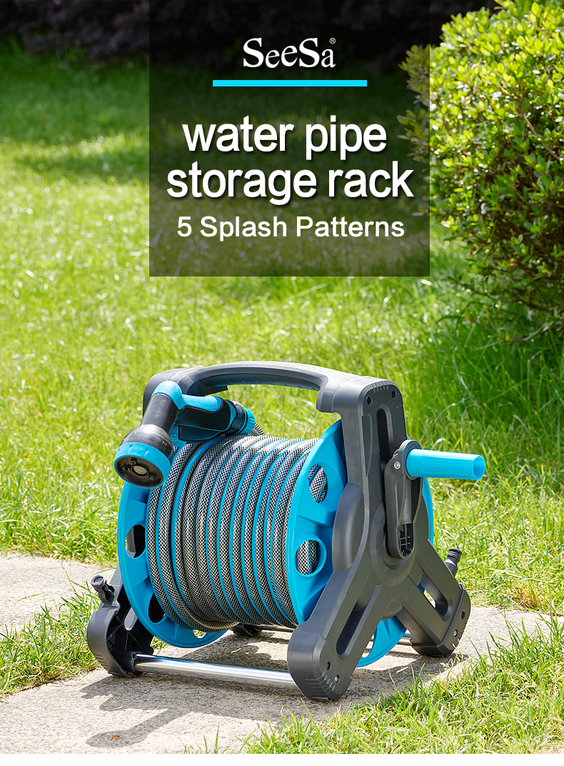 بكرة خرطوم دوارة قوية وعربة